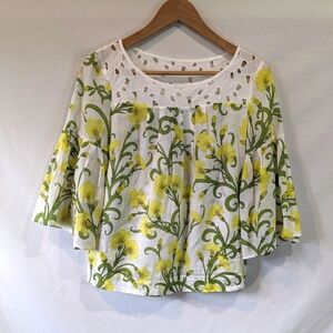 Anthropologie HD In Paris 100% Cotton Floral Lightweight Bell Sleeve Blo…